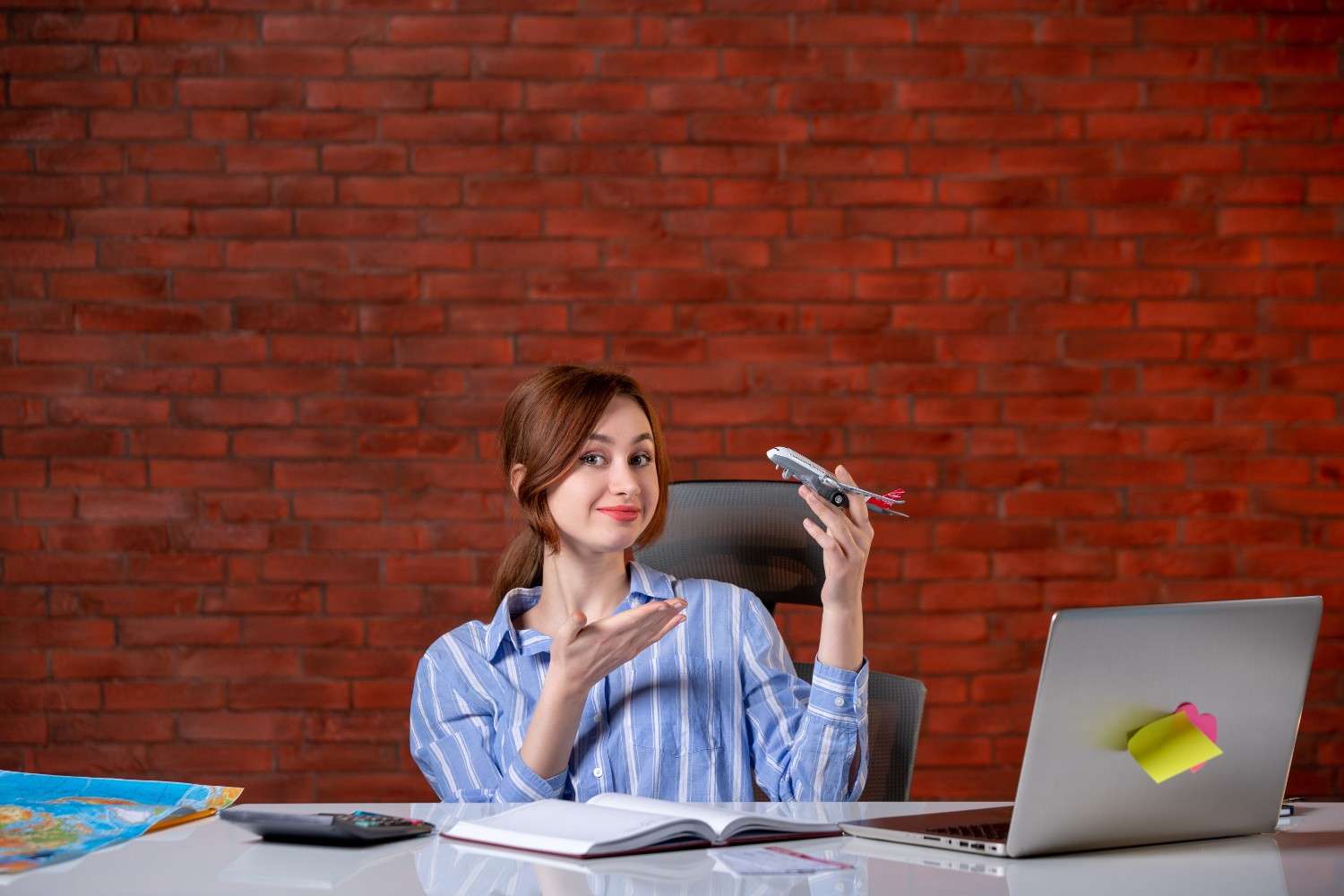 Travel agent helping with flight bookings