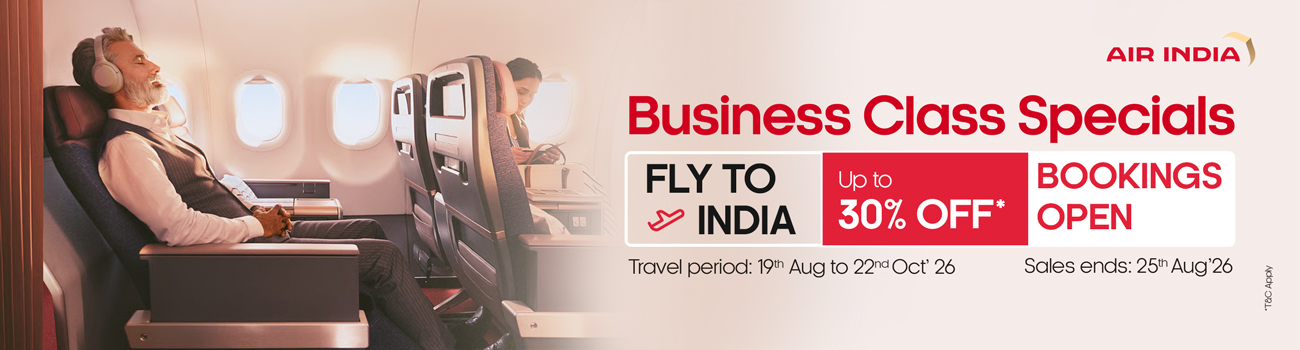 Air India Business Class Special - Fly to India & Save Up to 30%