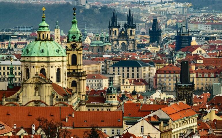 Rooftops of houses in Prague