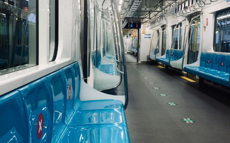 Blue and White Train in Train Station
