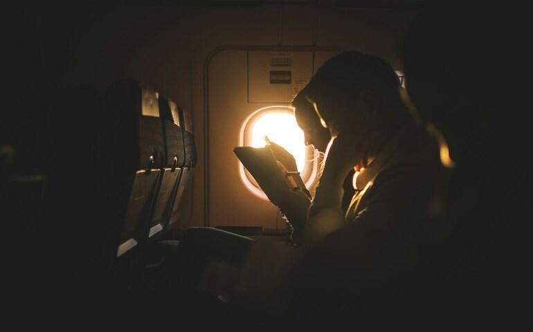 People reading on the flight