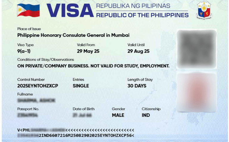 Philippines visa sample