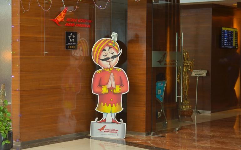 Maharaja in front of Air India Star alliance business traveler lounge Terminal T3, Indira Gandhi Airport
