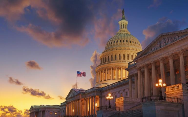 US Capitol building at sunset, Washington DC, USA.