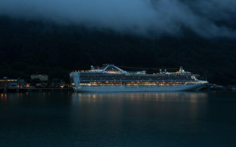 Cruise on the sea at nighttime