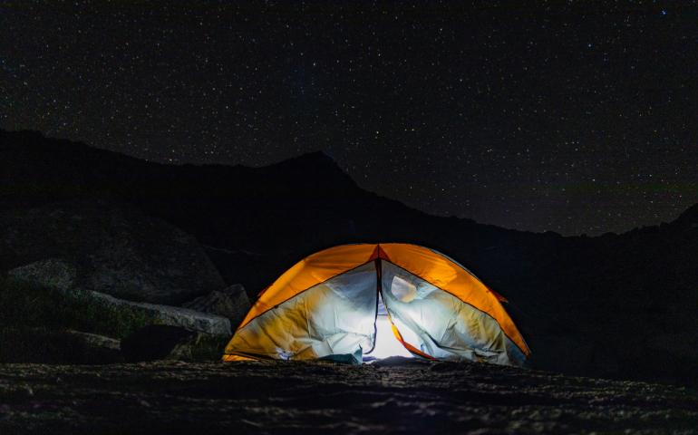 Camping at night