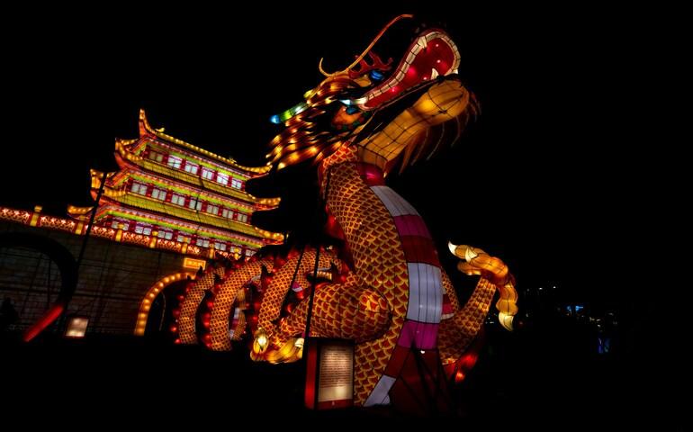Chinese dragon lit up for the Chinese Lantern Festival