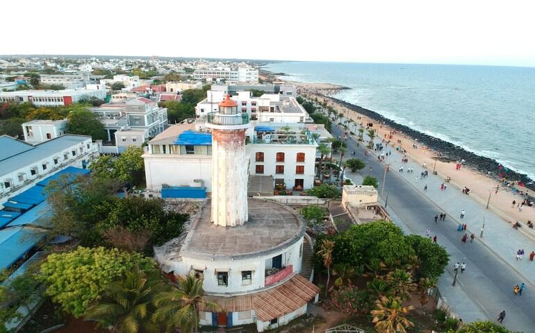 Aerial view of Pondicherry from the Lighthouse.