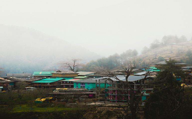 Mountain Village in Himalayan Mountains