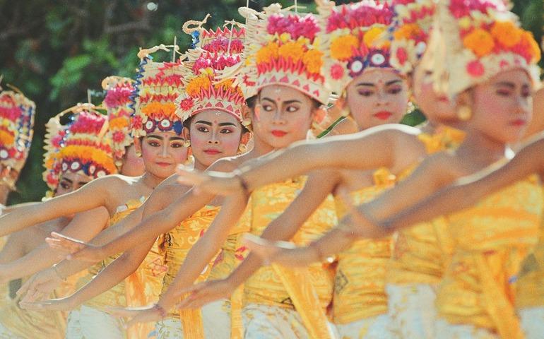 Balinese Dancers in Traditional Ceremony