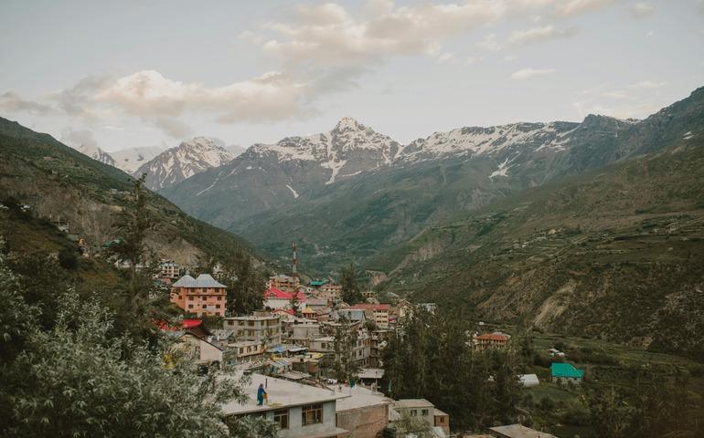 Old town surrounded by mountains