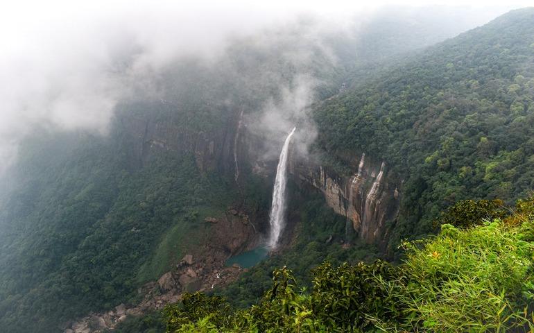 Waterfall during the rainy season in Meghalaya