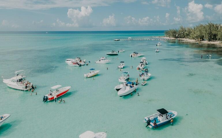 Boats out at sea near the Cayman Islands
