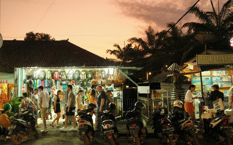 A busy road on Bali market