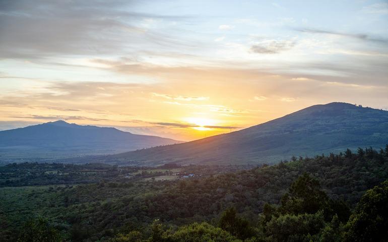 Sun set between Mount Longonot