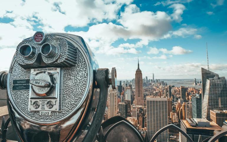 Black and Silver Coin Operated Telescope