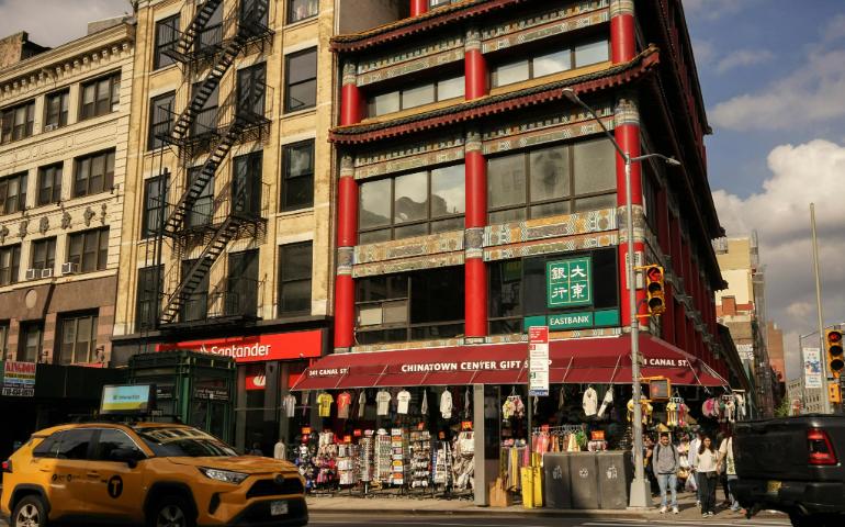 Lively Street Scene in New York's Chinatown
