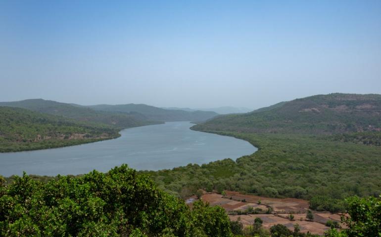 View of Savitri River on the way to Velas beach, Ratnagiri, Maharashtra, India