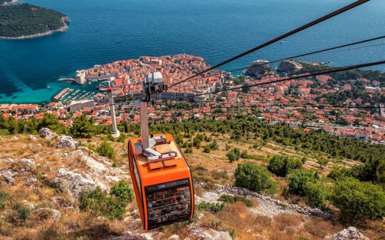 Cable car elevator in old Dubrovnik city, Croatia