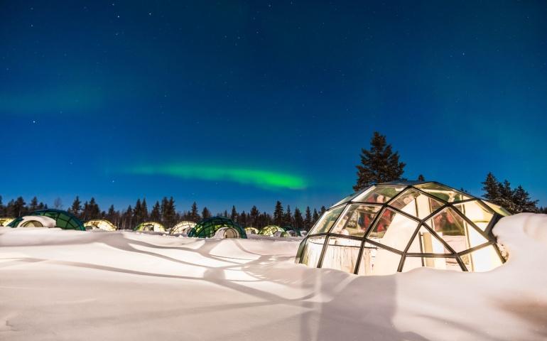 Northern light in Finland over the Igloo house
