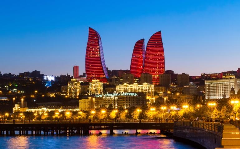 Night view of the Flame Towers