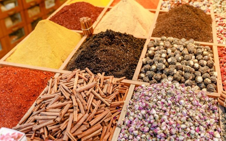 Spices for sale at a Moroccan souk