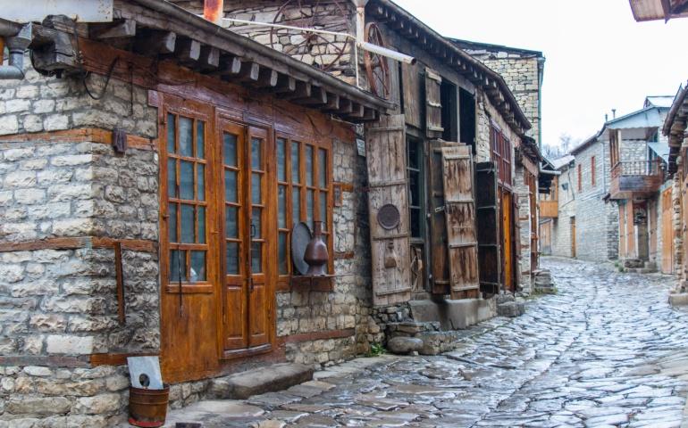 Central Street of Lahij town in the Ismayilli  region, Azerbaijan