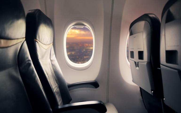 Empty seat on airplane