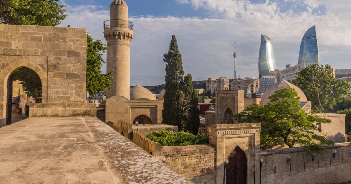 View of Baku skyline from Palace of the Shirvanshahs, Azerbaijan