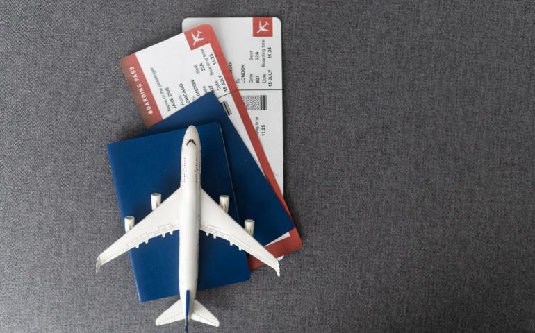 Passport and plane tickets
