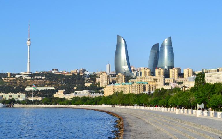 Seaside boulevard in Baku,  Azerbaijan