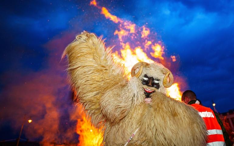 Local dressed up for the Busojaras Festival in Hungary