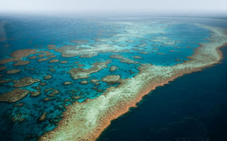 Aerial view of Great Barrier Reef