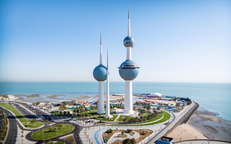The Kuwait Towers prominent landmark of Kuwait City
