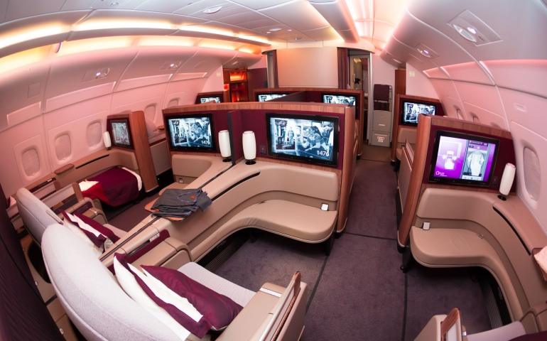 First class seating in Qatar Airways