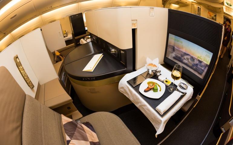 Business class seating aboard Etihad Airways