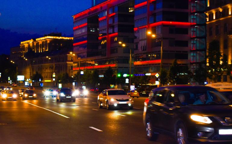 Traffic on the street at night
