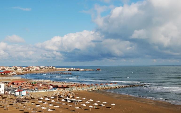 Caspian sea beach at the Bilgah settlement near Baku, Azerbaijan
