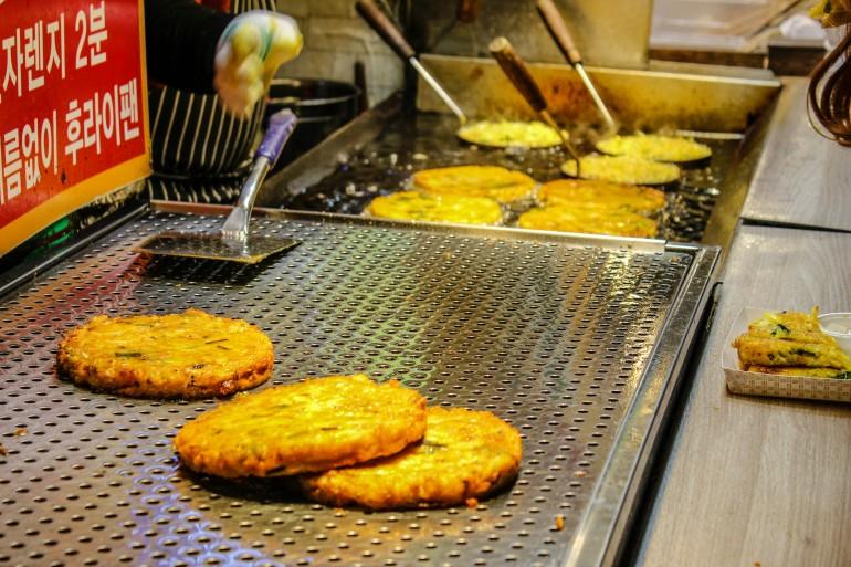 Traditional Korean Pancake Street Food  