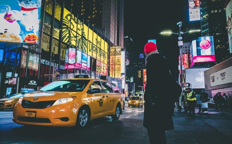 Solo Traveler in Times Square, New York