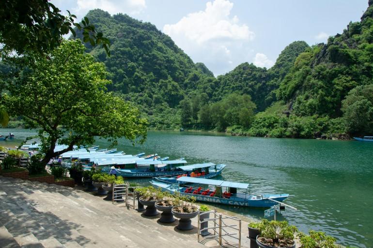 Boat trip into Phong Nha Cave in the Phong Nha - Ke Bang National Park in Vietnam
