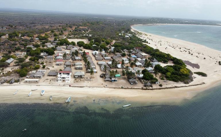 Aerial View of Coastal Village in Lamu