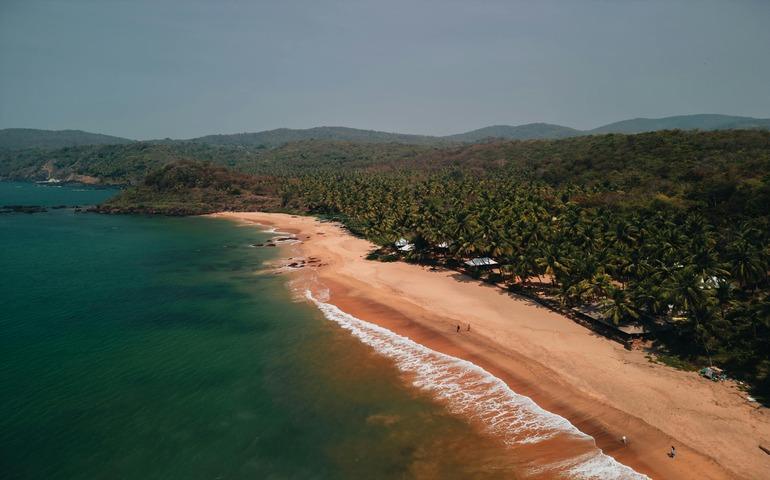 Scenic Aerial View of Idyllic Goan Beach