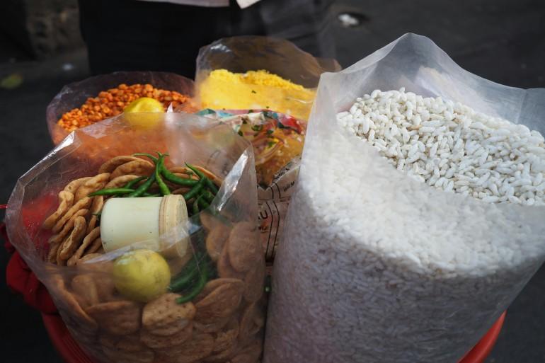 Bhel is a popular type of street food in India
