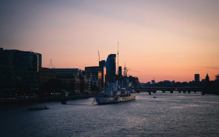City Skyline Sunset View at the River, London
