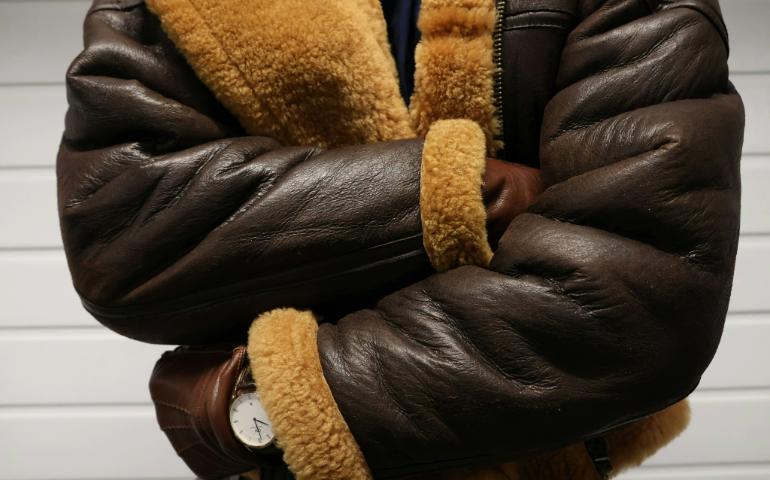 Elegant Leather Jacket and Gloves