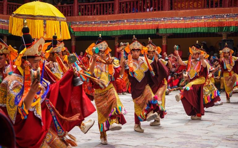 Locals performing the Cham Dance during the Ladakh Festivals