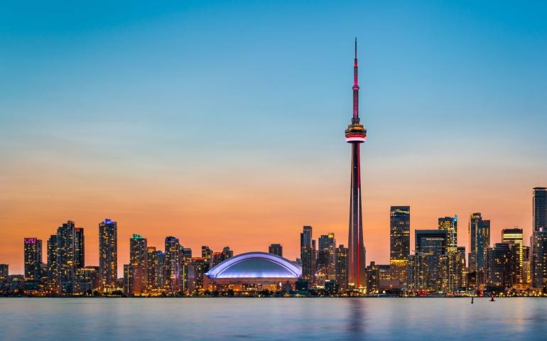 Skyline of Toronto over Ontario Lake