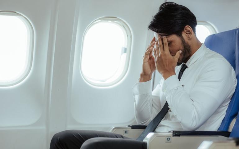Male Passenger is Afraid While Flying