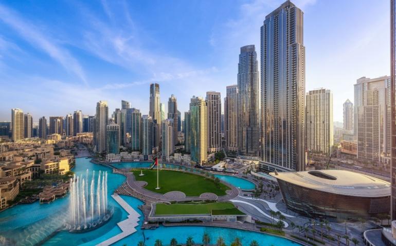 Dubai Downtown aerial view